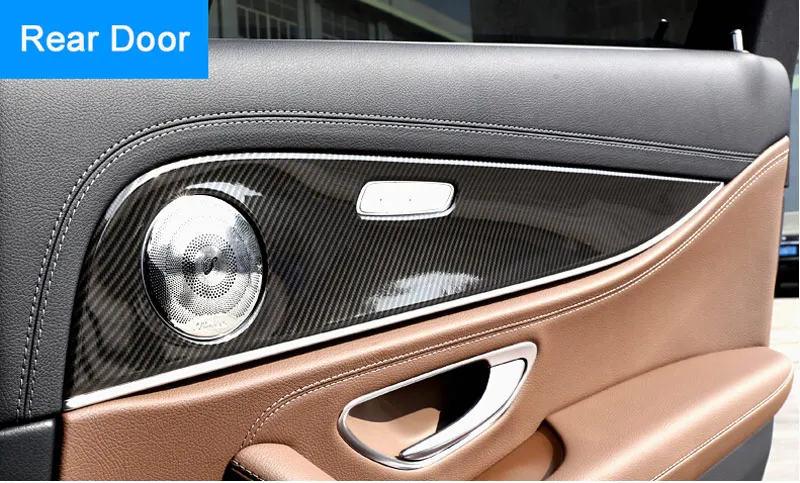 For Mercedes Benz E Class W213 E200l E300l ABS Chrome Gloss Black Interior Door Decoration Panel Cover Trims 4pcs