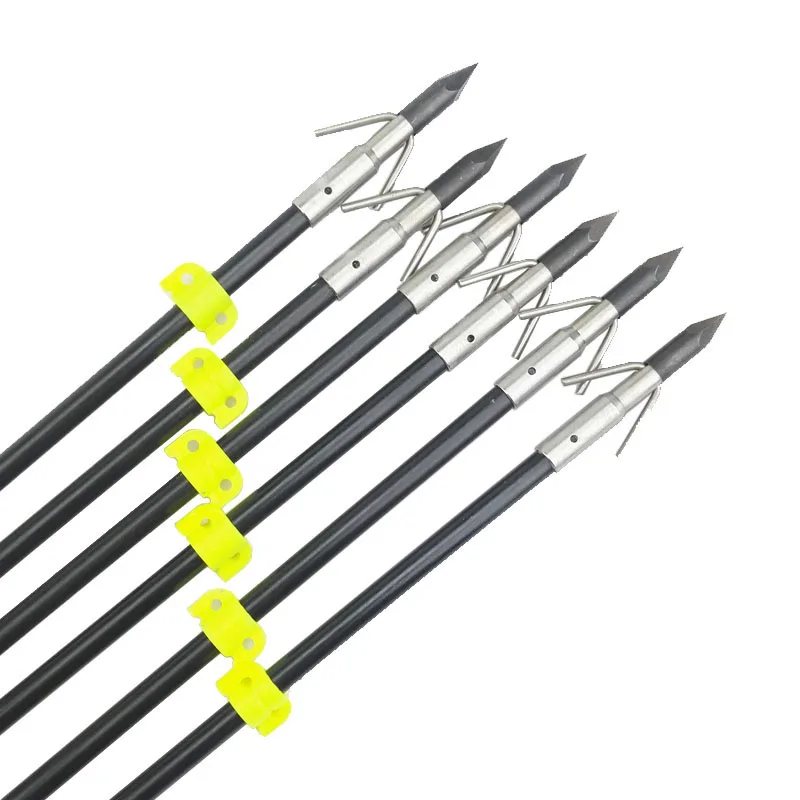 6/12pcs Archery Bowfishing Arrow Fiberglass Arrow Spine300 OD8mm Fix Arrowhead Safety Slide Outdoor Shooting Fishing Accessories