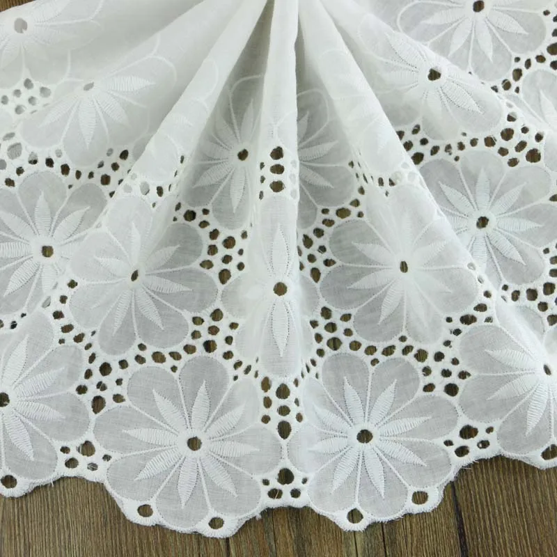 White cotton lace ultra wide 33cm handmade DIY garment accessories lace cotton embroidery lace fabric