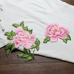 Idyllic Rich Peony Flower Embroidery Craft Cloth Decoration   Cheongsam Applique Decoration Hand Sewing DIY Clothing Patch