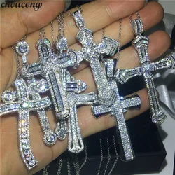 choucong 22 Styles Luxury Cross Pendant AAAAA Cz 925 Sterling silver Cross Pendant Necklace for Women Men Party Wedding jewelry