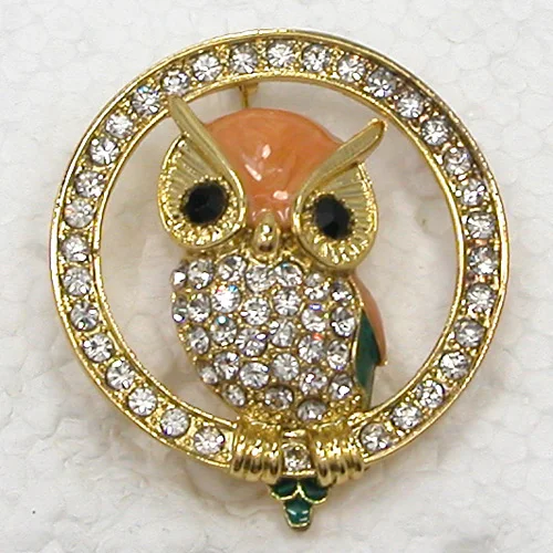 60pcs/lot Mixed Color (Can Notes Color) Wholesale Owl Enamel Rhinestone Pin brooches C101830