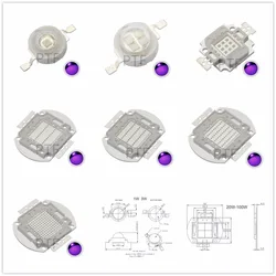 Chip integrati LED UV viola 365Nm 375Nm 385Nm 395Nm 405Nm 420nm Luci ultraviolette COB ad alta potenza 3/5/10/20/30/50/100 Watt