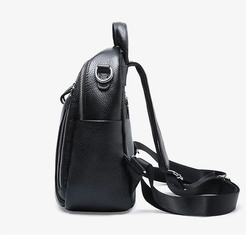 ZENCY-mochilas de piel auténtica para mujer, bolsos de piel de vaca con capa superior, Color plateado, ideal para regalo