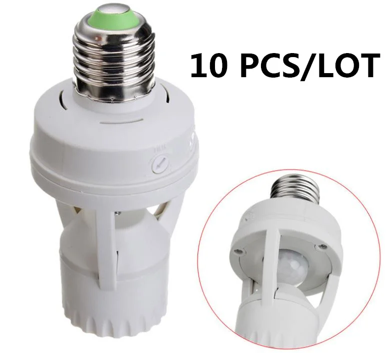 

10PCS 360Degree Infrared PIR Motion Sensor LED E27 Lamp Base Light Bulb Switch Holder Converter Adapter waterproof dustproof