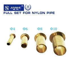 100pcs JIANHE GP Brass tubing bushing 4mm/6mm/8mm/10mm Oil pipe fittings/ Compression Sleeve Fitting/ nylon tubing oil core