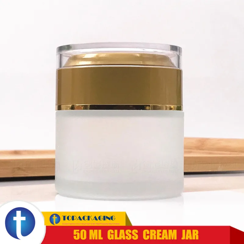 

50PCS/LOT-50G Cream Jar,Frosted Glass Cosmetic Container,Empty Makeup Sub-bottling,Sample Mask Canister