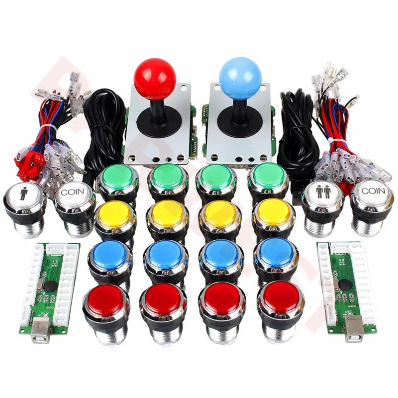 

Arcade Joystick DIY Kit Zero Delay Arcade DIY Kit USB Encoder To PC Arcade Joystick +Chrome led Push Buttons for MAME & JAMMA