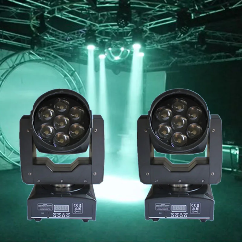 

2 Pieces LED Zoom Wash Light 7*12W RGBW 4in1 Wash/Beam Moving Head Lights Professional DMX512 DJ Party Show Stage Lighting