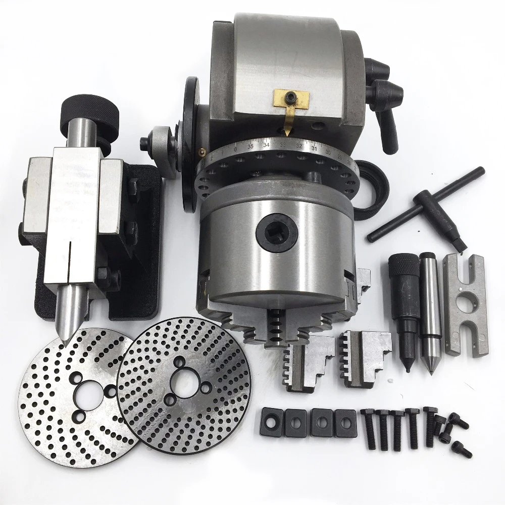 Tailstock Dividing Head BS-0 Precision 3Jaw Chuck 125mm with Dividing Plates Head Stock CNC Milling Kit