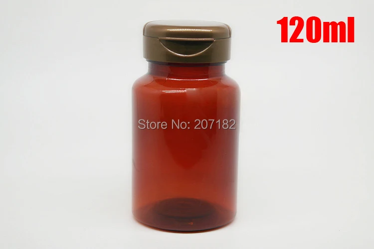 

100pcs 120ml Translucent Amber Color PET Plastic Bottles For Medicine/Pharmacys/Tablets/Capsules/Pills With Amber Flip Caps