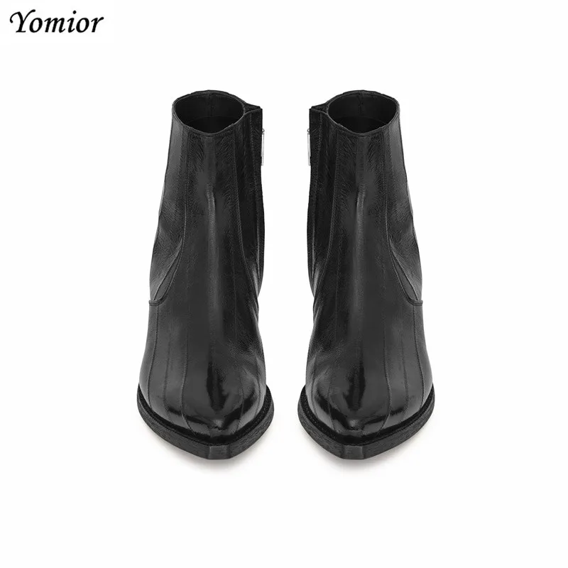 Yomior Genuine Leather Pointed Toe Men Ankle Boots Fashion British Comfortable Chelsea Boots Casual Vintage Party Gentleman Boot