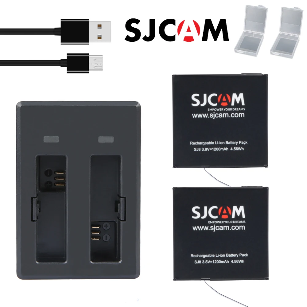 SJCAM SJ8000 Pro Battery 2pcs Batteries + Dual USB Charger Li-ion Battery for SJCAM SJ8000 SJ6000 SJ7000 Star Action Camera