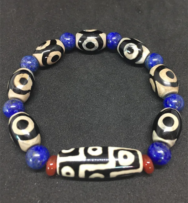 2018 Tibet Dzi Bracelet with lapis lazuli Beads 9 Eyes and 3 eyes Dzi Beads Stone Great Quality Bring Good Luck Stones Free Ship