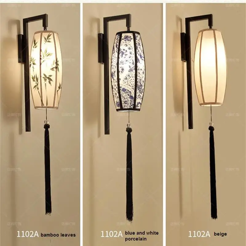 6 types Chinese Style Fabric Wall Lamp LED tassel Wall Light Fixtures for Living Room Bedroom Stairs Porch Wandlamp Luminaria