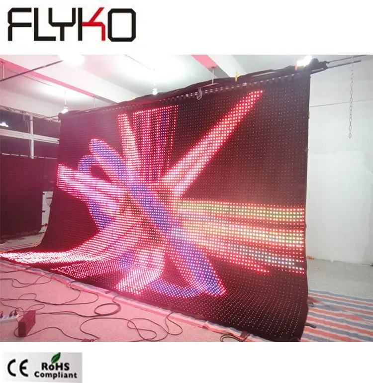 Flyko P50mm 4x6m concert backdrops stage fashion foldable  led video curtain