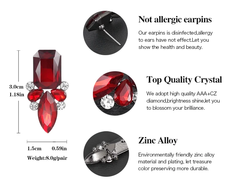 VEYO Crystal Stud Earrings for Women Cute Romantic Earings Fashion Jewelry Wholesale