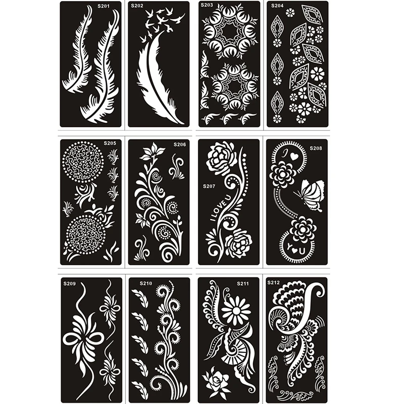 20 Styles Henna Tattoo Temporary Templates Kit Stencil for Hand Finger Painting, Mehndi Indian Henna Tattoo Stencils