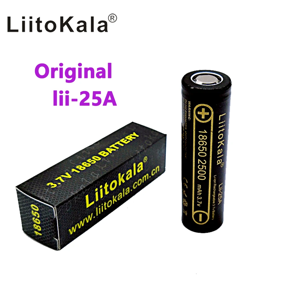 HK LiitoKala Lii-25A 3.6 فولت 18650 2500 مللي أمبير بطارية ليثيوم أيون ماكس 10A تفريغ السجائر الإلكترونية