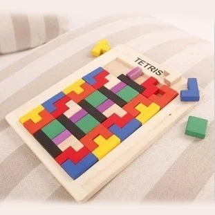 Tetris Puzzle Wooden Building blocks imposed Export to Europe Russia box 2 Years More Quality  Early Development Free shipping