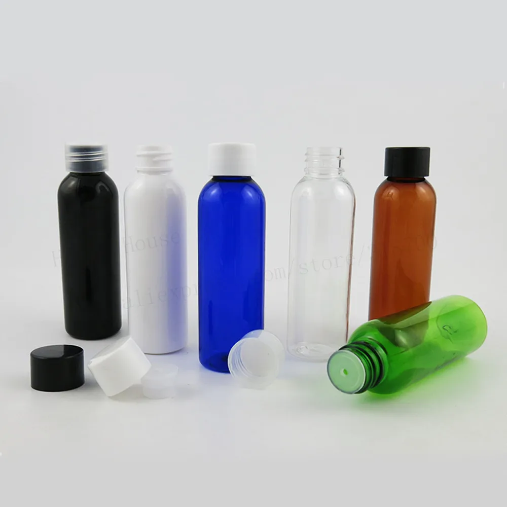 

100 x 60ml Empty Clear Amber White Black Green Blue Toner Lotion Plastic Bottle With Plastic Cap PP Inserts Cosmetic Container