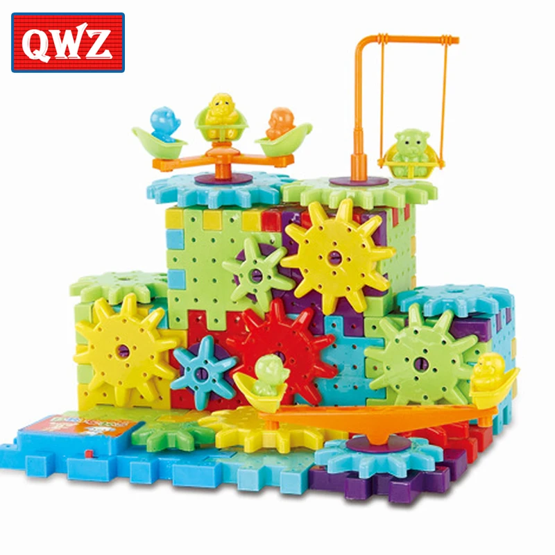 QWZ 81 Pieces Electric Gears 3D Puzzle Building Kits Plastic Bricks Educational Toys For Kids Toys For Children Christmas Gift