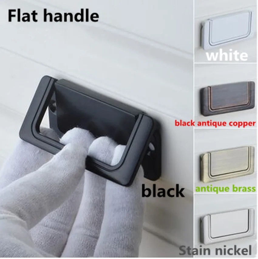 modern simple balck white stain nickel drawer tv cabinet Flat pull knob black antique copper antique brass unfold install 32 64