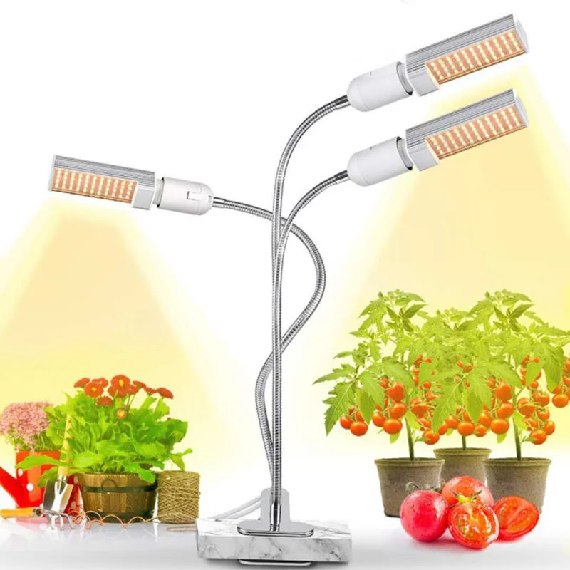 Full Spectrum 3 Head Bulbs Three Heads Phyto Lamp Holder LED Grow Light Lamps USB timer growbox Growing greenhouse indoor Plants