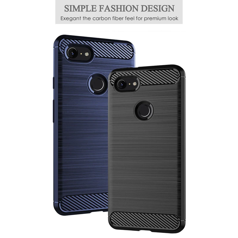 Esobest-silicone case for Google Pixel 2 XL, soft TPU carbon fiber brushed texture cover for pixel 3A XL