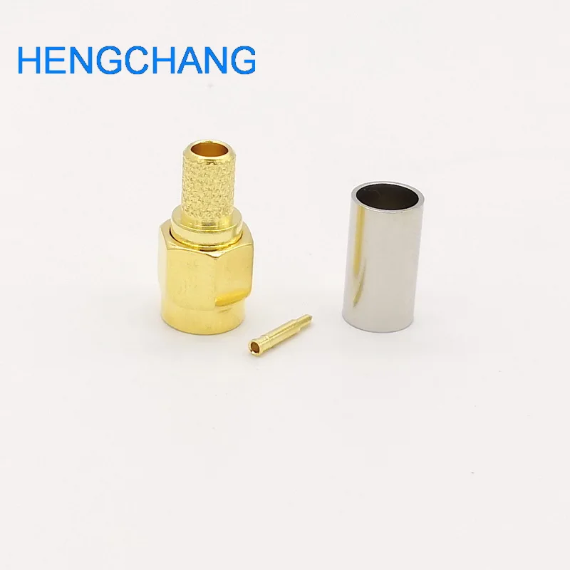 Conector sma 50-3 sma plugue macho rf conector coaxial crimpagem para rg58 lmr195 RG-400 RG-142 cabo rf sma conector 100 pçs/lote