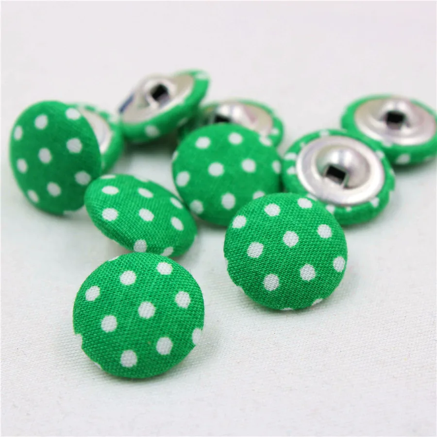 YJHSMY 10 Style 100 pcs/Lot 15mm Dot Fabric Covered Cloth Buttons, garment accessories,Diy BK076