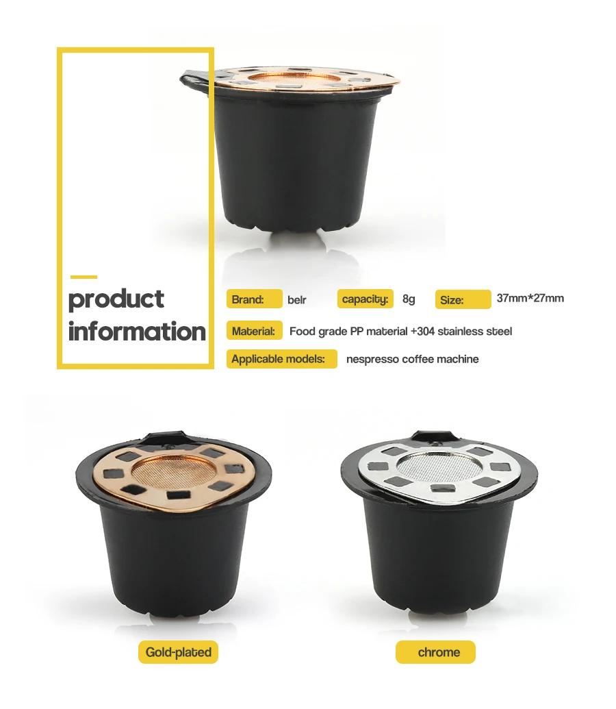 iCafilas Reusable Refillable Nespresso Coffee Capsule With Plastic Filter Pod Birthday Gift 20ML Filters Kitchen Dining Bar