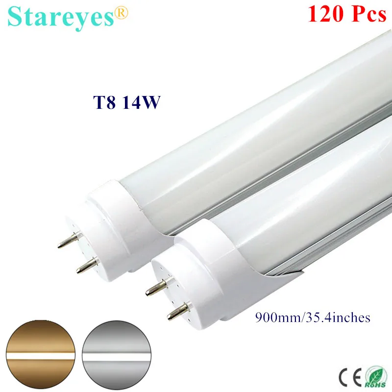 

Free shipping 120 pcs 14W 90cm T8 LED Tube lamp Light High brightness Epistar SMD 2835 25LM/pc 70 led/pc 1120LM AC170-265V