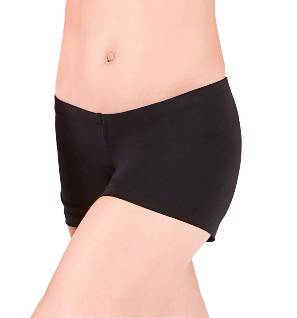 Short de danse en Spandex noir pour filles, taille basse, en Lycra, pour Performance sur scène, entraînement, gymnastique