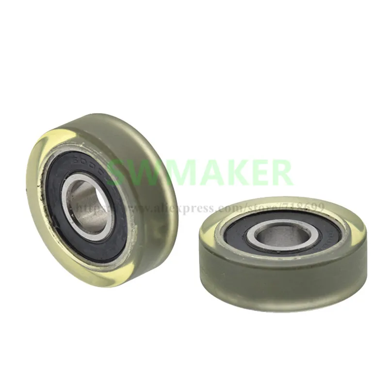 1pcs 10*32*10 mm bearing pulley, rubber-coated wheel, flat roller, mute PU polyurethane soft rubber, conveyor belt conveyor