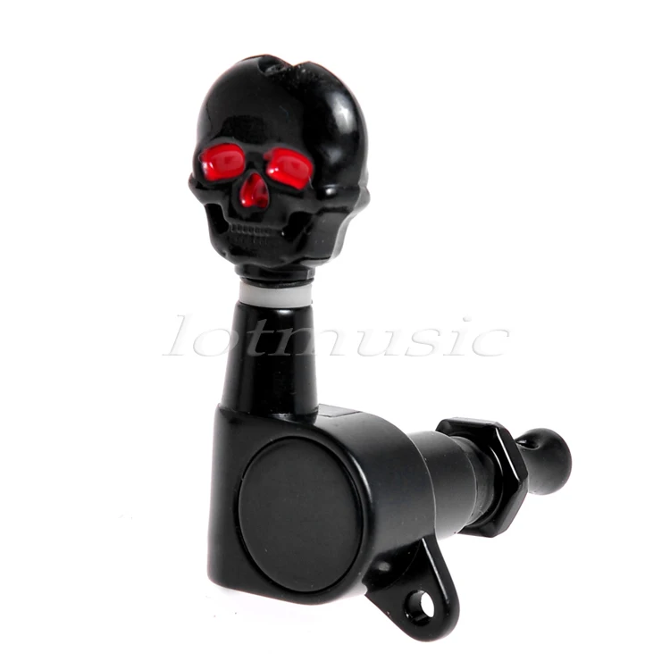 Black 24R Skull Inline Guitar Tuning Pegs Machine Heads