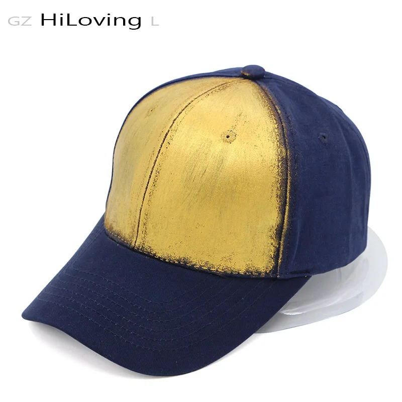 

GZHilovingL News Summer Spring Women Men Couple Gold Metallic Baseball Hat Caps Unisex Adjustable Solid Cotton Snapback Cap Hats