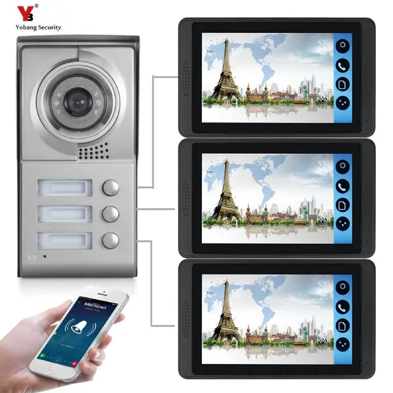 Tuya 7 Inches Touch Screen Smart Home Video Intercom System WiFi Door Entry Phone Access with 1080P Wired Doorbell Camera