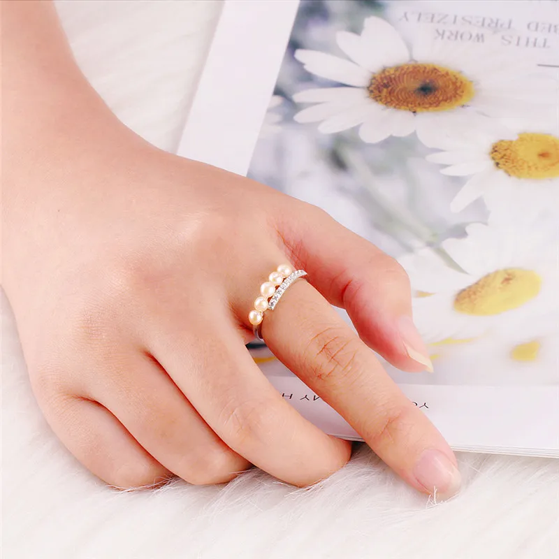 CLUCI Classic Silver 925 Women Pearl Ring Mounting Classic Ring Jewelry for Wedding Sterling Silver Simple Ring Jewelry SR1088SB