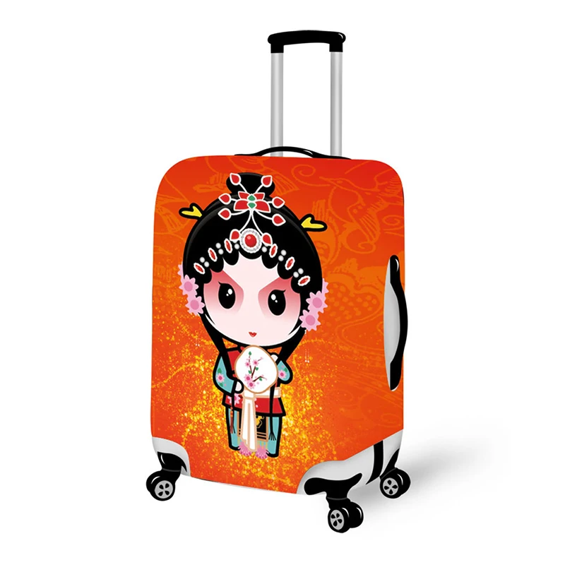 3D opera facial makeup print travel luggage suitcase protective cover stretch waterproof portable luggage covers rain cover w