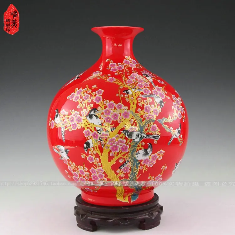 Authentic jingdezhen ceramics color porcelain vases/China/red pomegranate bottles Red vase