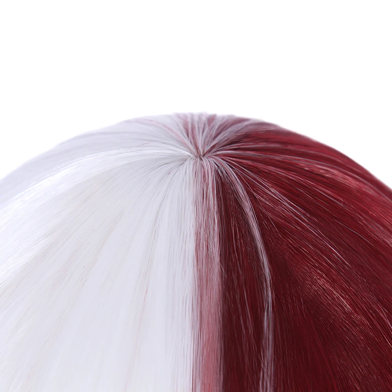 L-email wig MHA Shouto Todoroki Cosplay Wigs BNHA Cosplay 80cm Long Straight Red White Women Halloween Synthetic Hair