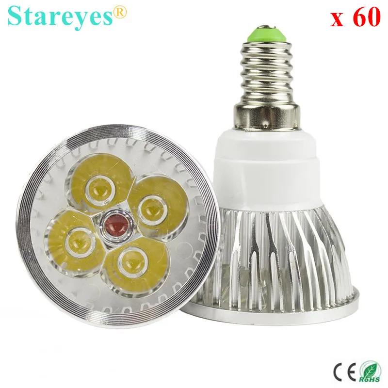 Free shipping 60 pcs Dimmable 4W 3W E14 GU10 E27 B22 GU5.3 MR16 High Power LED Spotlight Downlight bulb droplight lamp Light