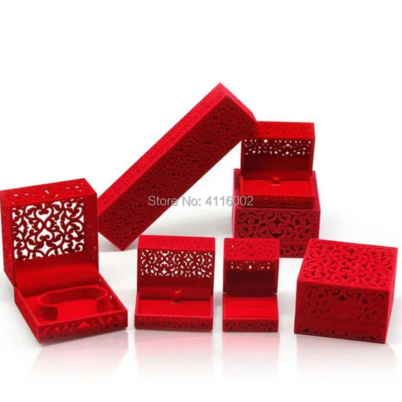 50pcs High-end Hollow Ring Package Box Jewelry Display Box Traditional Chinese Style Festive Wedding Party Supplies