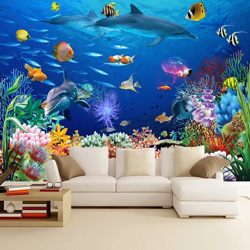 

Custom Any Size Murals Wallpaper 3D Dream Underwater World Fish Photo Wall Cloth Children Kids Bedroom Background Wall Paintings