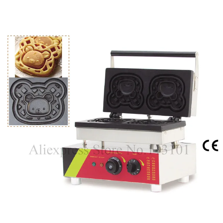 Cute Bear Waffle Machine Unique Design Carton Bear Waffle Baker Machine Electric Waffle Maker with 2 pcs Bear Waffle Moulds