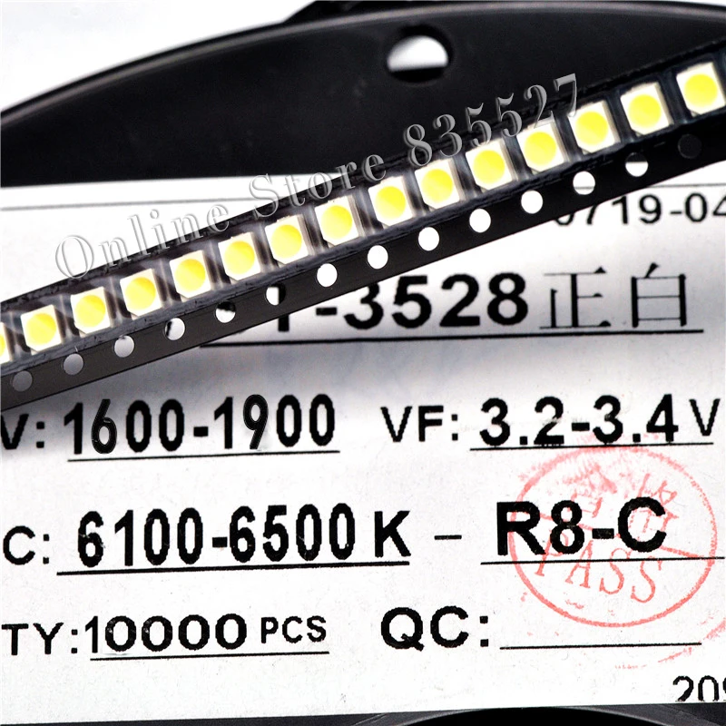 

10000 шт./лот 1210 Белый 3528 SMD светодиоды ярко-белые светоизлучающие диоды 1600-1900mcd