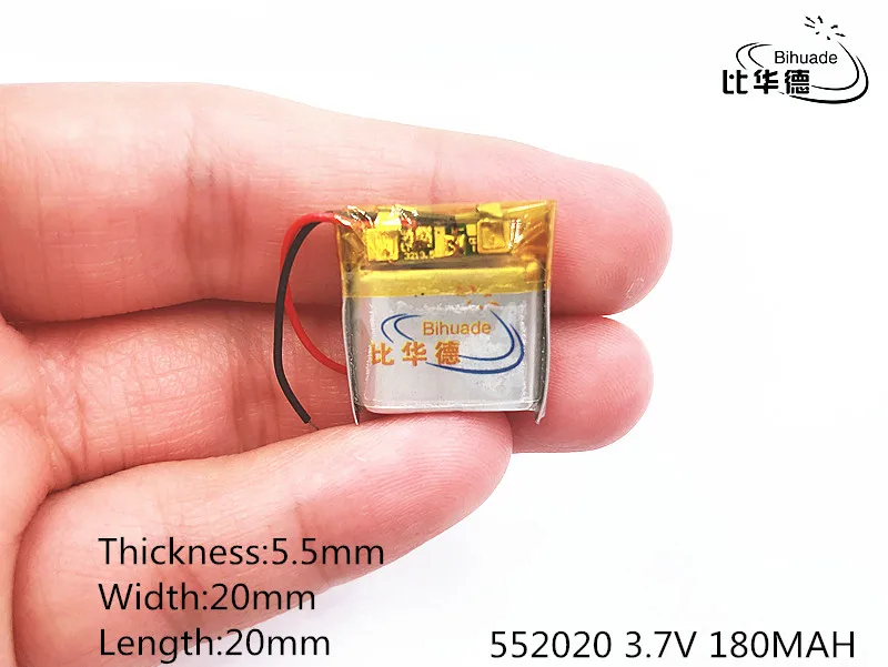 Li-Po 3.7V 180mAh 552020 Lithium Polymer Li-Po li ion Rechargeable Battery cells For Mp3 MP4 MP5 GPS