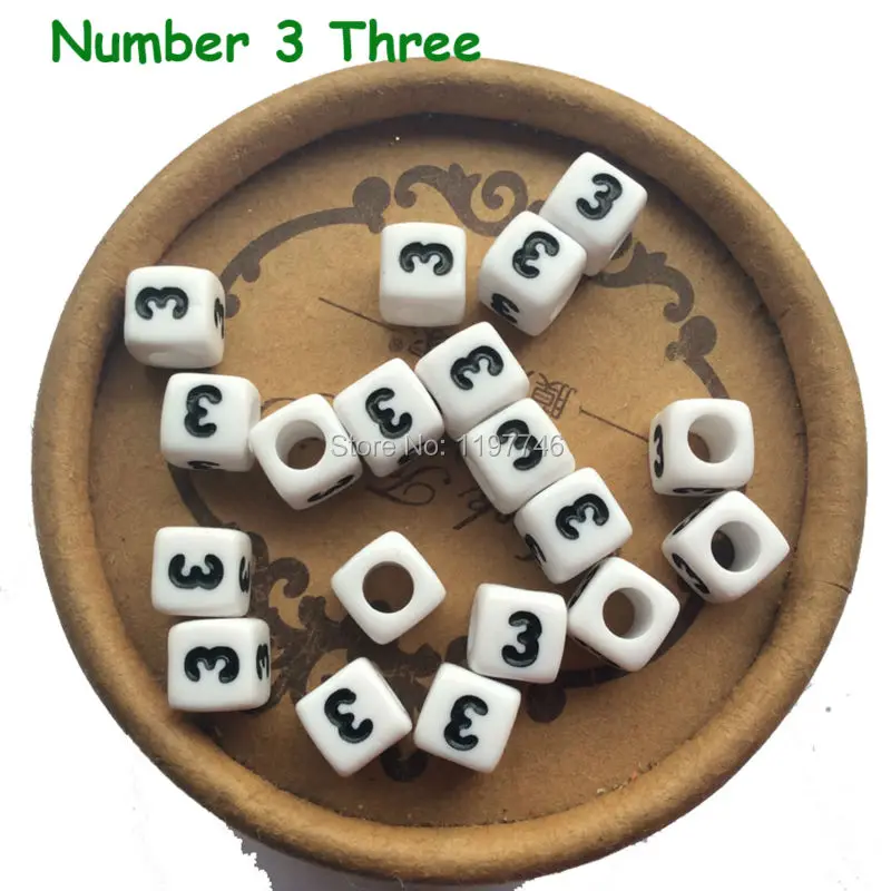 Beads for Jewelry Makings Acrylic Beads Figure Number Beads Cube Beads 7mm 1900pcs White Beads Spacer Beads Bracelet DIY Beads