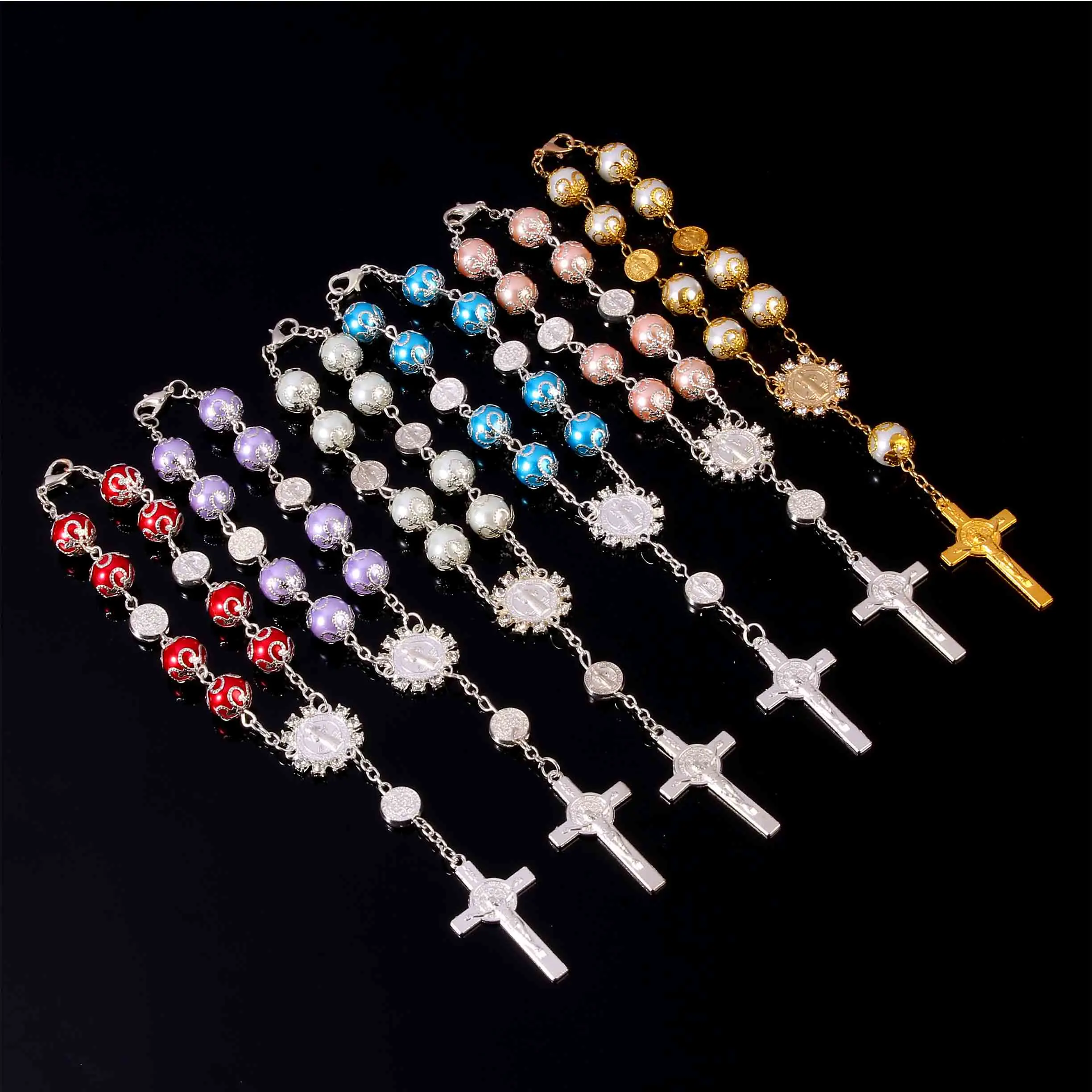 Rosary Centre Mercy Mary Sacred Heart Jesus Icon Religious Center Gift Bracelet, St. Benedict Classic Bracelet.